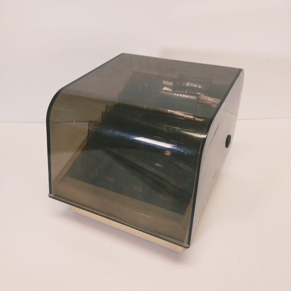 Vintage Eichner Fellowes 5.25 Floppy Diskette Storage Tray Smoke Lid Made in USA